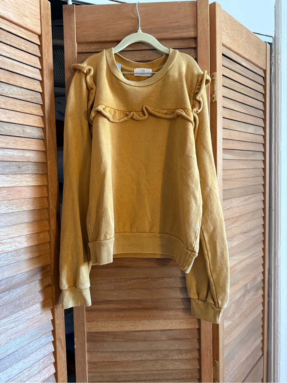 Ruffle Detail Mustard Yellow Sweatshirt